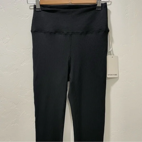 NWT Year Of Ours Ribbed Flare Black Leggings Pants Stretch Yoga Women’s Small - Picture 5 of 13